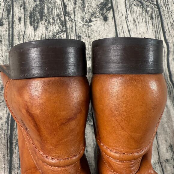 Frye 76442 Melissa Trapunto Riding Pull On Marbled Leather Boots Cognac 11B - Picture 12 of 16